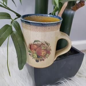 Fruit Motif Hand Thrown Pottery Coffee Tea Mug Cup